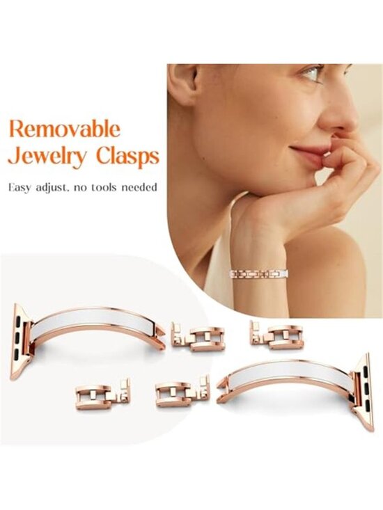 NEW Slim Luxury Rose Gold/White Apple Watch Band main image 5